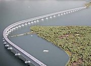 В Керченском проливе приступили к строительству временного моста